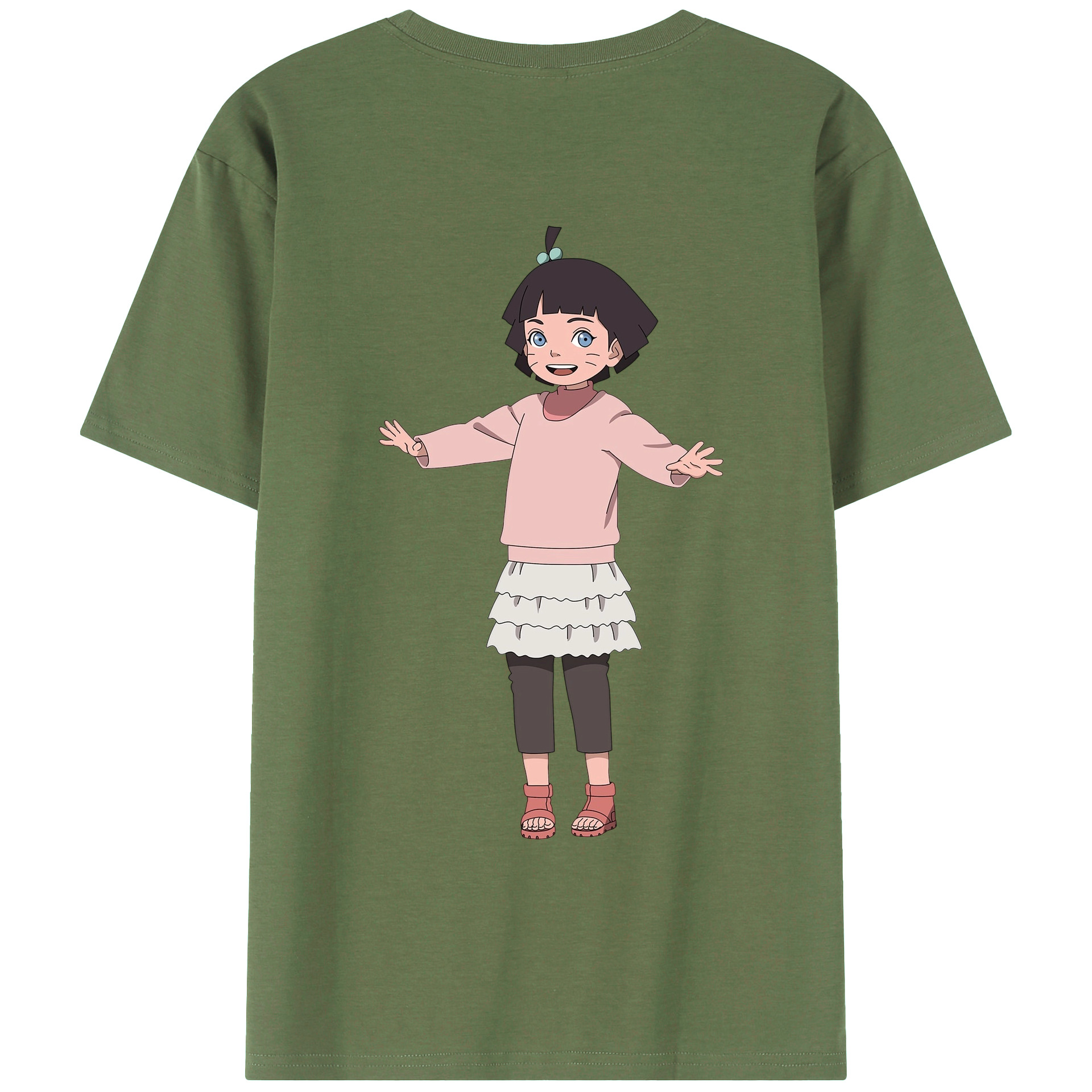 （画像用） NARUTO -ナルト- うずまき ヒマワリ Uzumaki Himawari 綿100％ メンズ半袖Tシャツ（バックプリント） 通気性